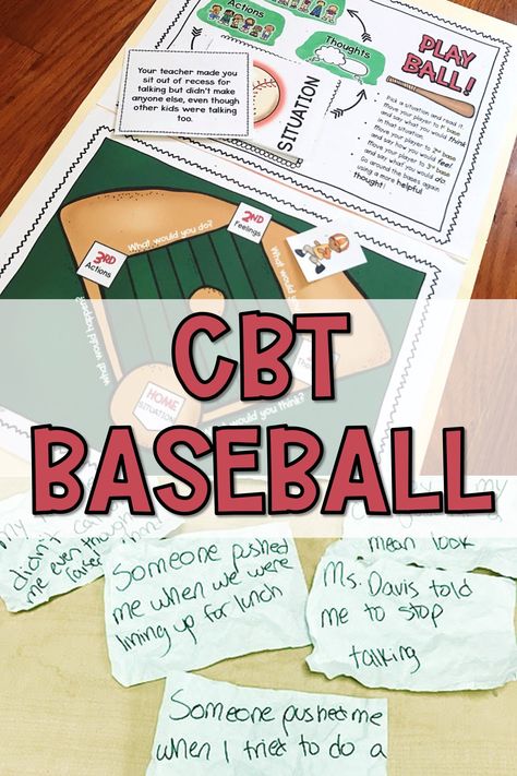 Diy Therapy Games, Directive Play Therapy Activities, Cbt Group Activities, Cbt Group Activities Therapy Ideas, Fun Group Therapy Activities, Cbt Baseball, Cbt Therapy Activities, Therapy Games For Kids, Group Therapy Ideas