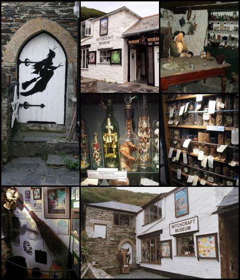 Museum of Witchcraft in Boscastle, Cornwall, is a museum dedicated to witchcraft. It has the largest collection of witchcraft and Wiccan related artefacts in the world. It opened on the Isle of Man in 1951, moving to its current location in 1960.  The museum holds a large number of artefacts, much of which once belonged to the museum's founder Cecil Williamson, including human remains, and currently also holds the Richel collection of witchcraft regalia that came to the museum in 2000 from t... Spooky Scotland, Witch Museum, Witchcraft History, Bucklands Complete Book Of Witchcraft, Boscastle Museum Of Witchcraft, Witchcraft Magic, The Witchery Edinburgh, Witch History, Human Remains