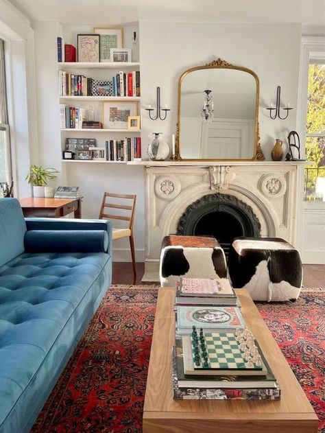 Village Living Room, Nyc Living Room, West Village Apartment, Colorful Living Room, Living Room Transformation, Nyc Living, Colourful Living Room, Deco Retro, Room Transformation