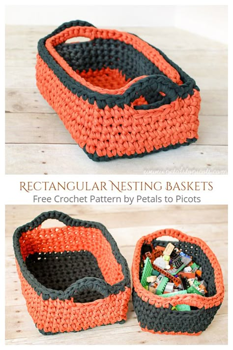 Crochet Rectangle Basket Free Patterns Crochet Storage Basket Pattern, Crochet Basket Patterns, Diy Crochet Basket, Crochet Basket Pattern Free, Crochet Storage Baskets, Crochet Bowl, Gorgeous Crochet, Crochet Baskets, Crochet Storage