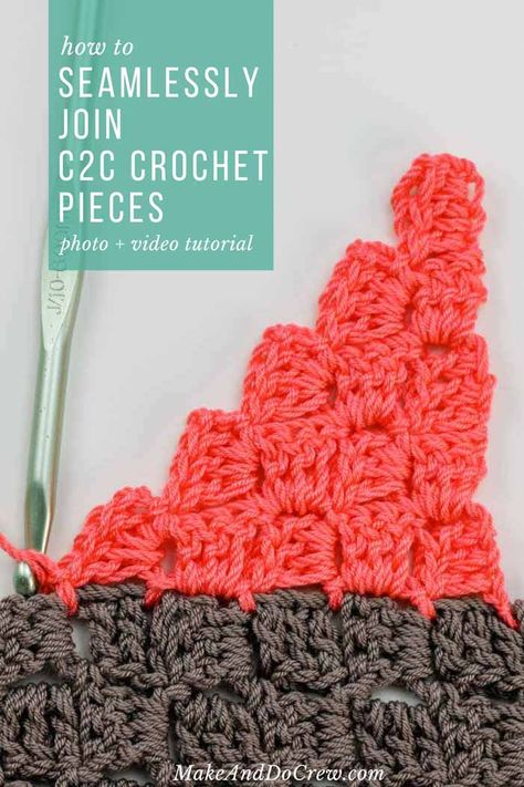 Corner To Corner Join As You Go, C2c Gingham Crochet Blanket, C2c Join As You Go Blanket, Joining C2c Squares, Corner To Corner Crochet Poncho, Join As You Go C2c, How To Join C2c Squares Together, C2c In The Round Pattern, C2c Granny Square Blanket