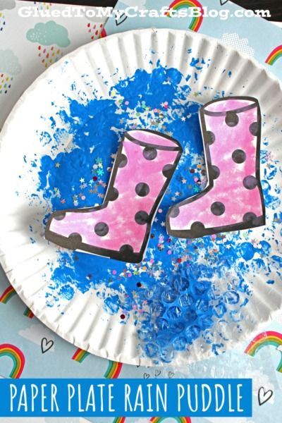 April Shower Crafts For Kids, Preschool Umbrella Crafts, Paper Plate Umbrella Craft, Rain Boot Craft, Rainy Day Crafts For Toddlers, Rain Crafts For Toddlers, Raindrop Craft, April Showers Craft, April Showers Art