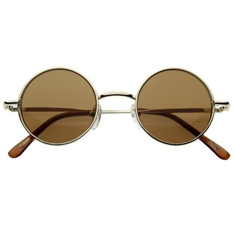 Small Retro-Vintage Style Lennon Inspired Round Metal Circle... ❤ liked on Polyvore featuring accessories, eyewear, sunglasses, round sunglasses, retro style sunglasses, circle sunglasses, retro sunglasses and circle glasses