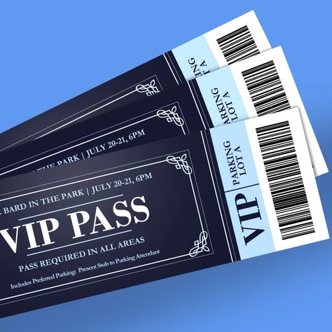 Order premium raffle tickets, event tickets or any custom ticket with stubs you need for your event or occasion. With our ticket printing service, you can easily customize your premium tickets in minutes & order online.Tickets by Avery. Masquerade Ball Entertainment Ideas, Broadway Party, Custom Tickets, Hollywood Party Theme, Event Tickets, Vip Pass, Ticket Template, Hollywood Party, Raffle Tickets