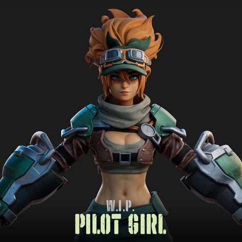 Stylized Cyberpunk Character, Villain Reference, Pigtails Hairstyle, Pilot Girl, Zbrush Render, Blender Character Modeling, Stylized 3d, Character Girl, Stylized Character