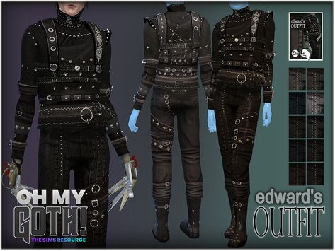 The Sims Resource - Oh My Goth! OUTFIT - Edward Scissorhands Sims 4 Edward Scissorhands Cc, The Sims 4 Cc Vkei, Sims Alt Cc, Sims 4 Cc Goth Clothing Male, Sims 4 Cc Vkei, Sims 4 Gothic Cc Clothes, Goth Sims Cc, Sims 4 Cc Alternative Clothes, Sims 4 Cc Goth