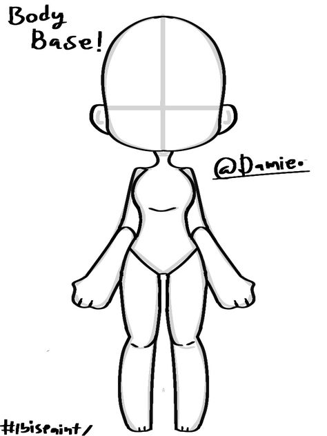 By me@ Chibi Body Base, Body Bases, Bathing Suit Body, Chibi Doll, Chibi Body, Vtuber Model, Anime Body, Oc Board, Body Base