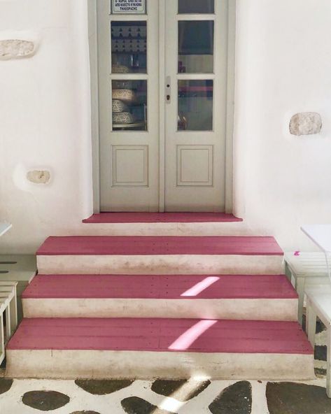 Pink Stairs, Door Dash, Stair Case, Southern Europe, All Things Pink, Courtyard Garden, Think Of Me, Pool Area, Contemporary Rug