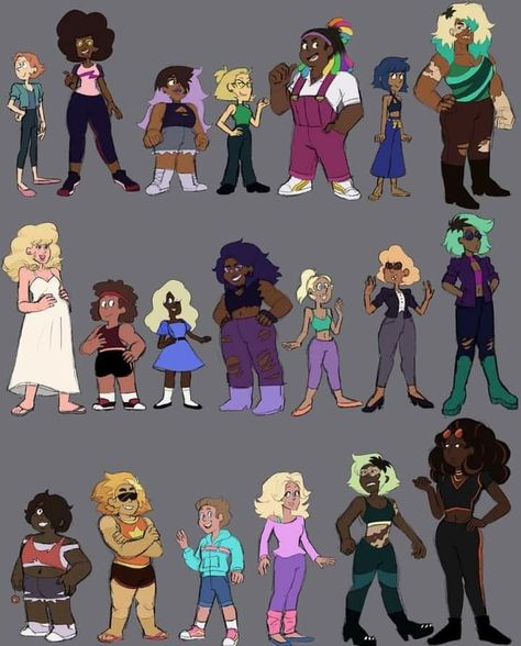 Steven Universe Original Characters, Steven Universe As Humans, Steven Universe Gems As Humans, Humanized Cartoons, Sunstone Steven Universe, Steven Universe Art Style, Steven Universe Human Au, Steven Universe Clothes, Sardonyx Steven Universe