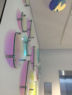 Reflective Interior Design, Chromatic Aesthetic, Science Installation, Dichroic Glass Art, Lightbox Art, Glass Art Installation, Slumped Glass, Mirror Installation, Plexi Glass