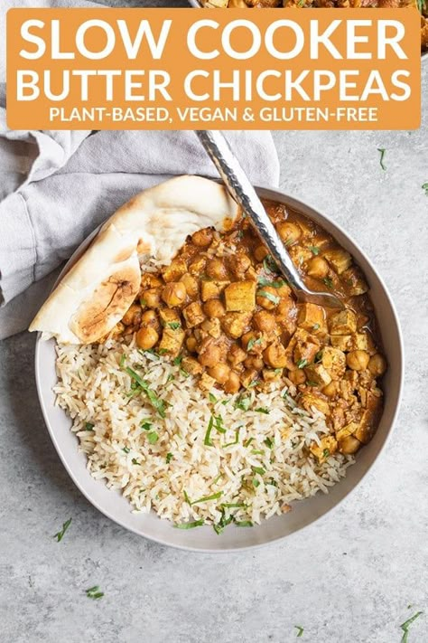 Slow Cooker Chickpea Curry, Butter Chickpeas, Slow Cooker Curry Recipes, Vegan Slow Cooker Recipes, Vegan Crockpot Recipes, Vegetarian Slow Cooker Recipes, Vegan Crockpot, Vegan Slow Cooker, Vegetarian Crockpot Recipes