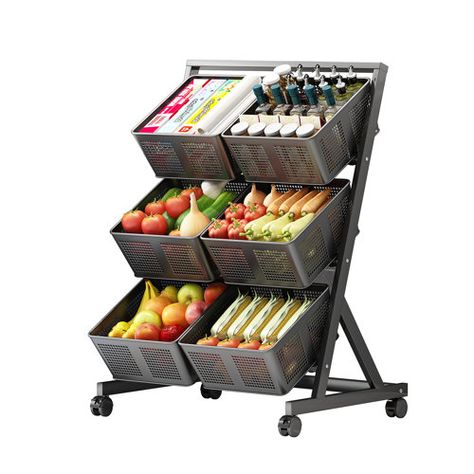 POPLARBOX 4 Tier Utility Cart | Wayfair Bulk Produce Storage, Pantry Vegetable Tiered Storage, Industrial Fruit Storage, Where To Store Things In Kitchen Storage, Vegetable Storage Bin Walmart, Island Vegetable Storage, Tomato Counter Storage, Ikea Vegetable Storage, Rolling Pantry Cart Storage