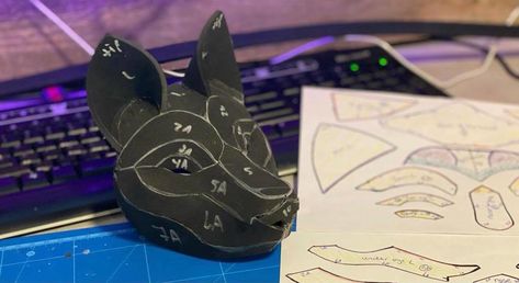 Eva Foam Wolf Mask, Wolf Mask Template Free, Leather Mask Pattern Free, Eva Foam Mask Template, Cosplay Horns Pattern, Free Eva Foam Patterns, How To Make A Wolf Mask, Eva Foam Mask Pattern, Eva Foam Patterns Free