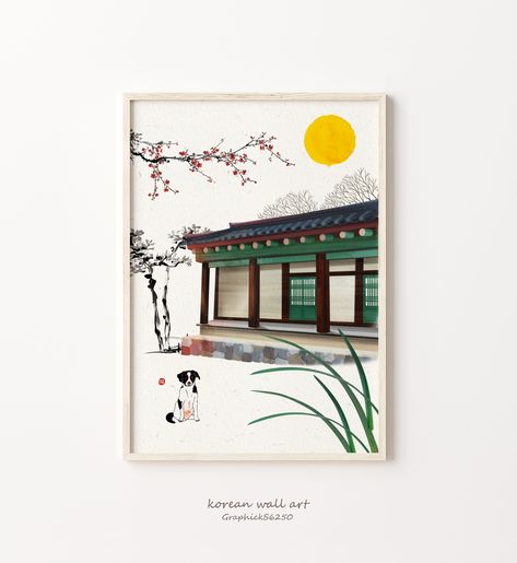 Korean Wall Decor, Korean Home Decor, Ib Art, Traditional Korean, Korean Art, Jpg Images, Korean Traditional, Traditional Paintings, Printed Materials