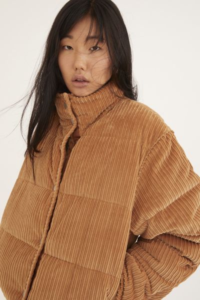 UO Lucy Corduroy Cropped Puffer Jacket | Urban Outfitters Trendy Corduroy Winter Outerwear, Winter Corduroy Outerwear For Streetwear, Crop Corduroy Jacket, Cord Puffer Jacket, Corduroy Puffer, Corduroy Puffer Jacket, Urban Outfitters Jacket, Faux Shearling Jacket, Cropped Puffer Jacket