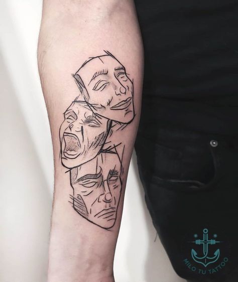 101 Amazing Drama Face Tattoo Ideas That Will Blow Your Mind! | Outsons | Men's Fashion Tips And Style Guide For 2020 Drama Face Tattoo, Face Tattoo Ideas, Men's Fashion Tips, Scary Tattoos, Inspiration Tattoos, Tattoo Ideas For Men, Mask Tattoo, Cool Tattoos For Guys, Cool Small Tattoos