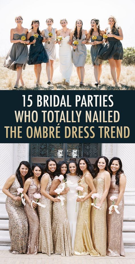 15 Bridal Parties Who Totally Nailed The Ombré Dress Trend | HuffPost Canada Ombre Bridesmaid Dresses, Bridesmaid Look, Ombré Dress, Jose Villa, Ombre Wedding, Ombre Dress, Bridal Parties, Bridesmaid Style, Wedding Bridesmaid Dresses