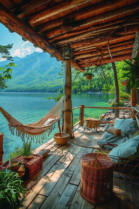 Hammock Aesthetic, Town Reference, Dream Flat, Cabin Weekend, Small Beach Houses, Mountain Cabins, Dreamy Places, Cabin Aesthetic, Hygge Life