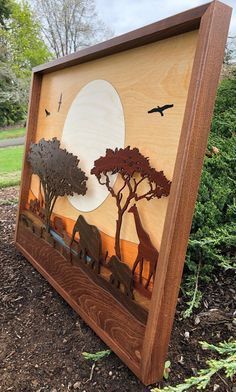 diy wood projects for beginners. Artistic Wood Projects, Cnc Wood Design, 3d Wood Art, 3d Wood Wall Art, Laser Cut Wood Crafts, Watering Hole, Laser Engraved Ideas, Wood Stain Colors, Wood Shadow Box