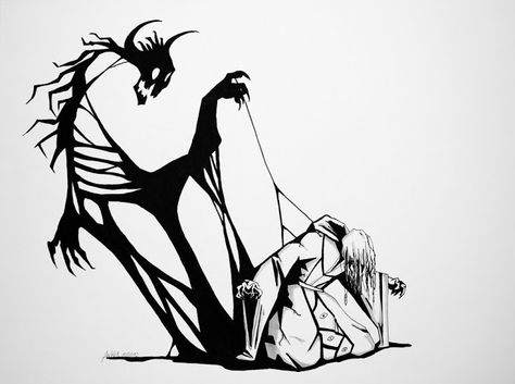 The everyday me: Fighting with inner demon!! Demons Illustration, Demon Illustration, Inner Demon, Creepy Drawings, Inner Demons, Dark Art Drawings, Demon Art, Dark Art Illustrations, Creepy Art