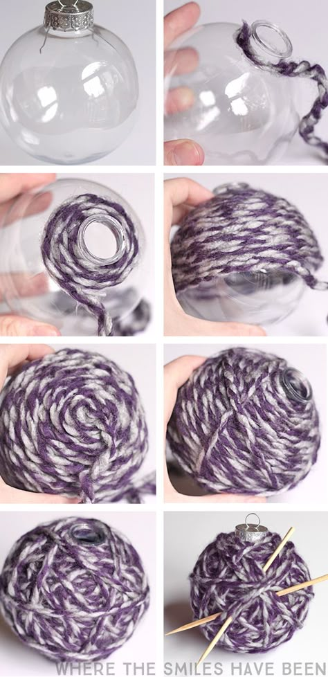 How to Make a Yarn Ball Ornament: Two Methods! | Where The Smiles Have Been Yarn Ball, Christmas Ornament Crafts, Noel Christmas, Holiday Diy, Xmas Ornaments, Ball Ornaments, Xmas Crafts, Homemade Christmas, Easy Gifts