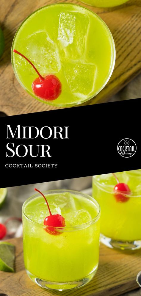 Melon Sour Cocktail, Melon Liqueur Cocktails, Melon Liquor Drinks, Midori Sour Recipe, Midori Cocktails, Midori Sour, Midori Melon, Liqueur Drinks, Melon Liqueur