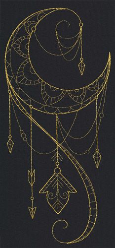 Talisman - Draping Crescent design (UT9874) from UrbanThreads.com Tattoo Diy, Sanskrit Tattoo, Muster Tattoos, Cat Tattoos, Tiny Tattoo, Urban Threads, Diy Tattoo, Wolf Tattoos, 자수 디자인