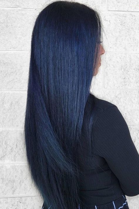 Latest Spring Hair Colors Trends For 2022 ★ Spring Hair Ideas, Black Hairstyle Ideas, Midnight Blue Hair, Hair Colors To Try, Spring Hair Color Trends, Blue Black Hair Color, Black Hairstyle, Blue Black Hair, Dark Blue Hair