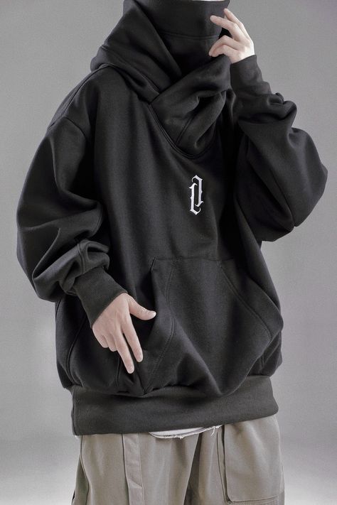 Double High Neck Oversized Hoodie | Streetwear at Before the High Street Turtle Neck Hoodie, Hoodie Techwear, Techwear Hoodie, Men Streetwear Fashion, Vintage Turtleneck, High Street Shops, Knitting Sweater, Sweater Turtleneck, Hoodie Streetwear