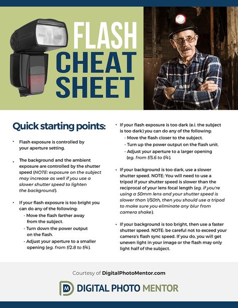 How To Use A Flash On Camera, Strobe Flash Photography, Flash Cheat Sheet, Flash Photography Cheat Sheet, Fill Flash Photography, Off Camera Flash Outdoor Photography, Off Camera Flash Photography, Direct Flash Photography, Camera Flash Photography