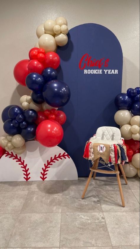 Twins Baseball Birthday Party, Baseball Theme Birthday Decoration, Softball First Birthday, Rookie Year Backdrop, Baseball 1 Year Birthday Party, Rookie Year First Birthday Baseball, First Birthday Baseball Theme, Rookie Of The Year First Birthday, 1st Birthday Baseball Theme