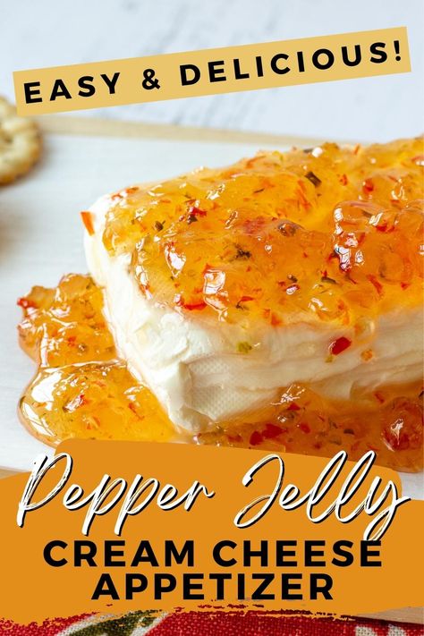 Pepper Jack Cream Cheese Dip, Jam And Cream Cheese Dip, Cream Cheese With Sweet Chili Sauce, Cream Cheese Topped With Jelly, Cream Cheese Topping For Crackers, Pepper Jelly Cheese Spread, Hot Pepper Salad Recipes, Cream Cheese And Spicy Jelly, Pepper Jelly Cheese Dip Tipsy Housewife