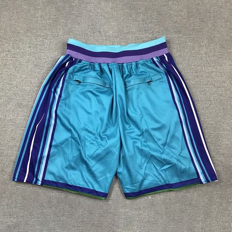 Men’s 2024 NBA Charlotte Hornets Classic Retro Throwback Turquoise Embroidered Swingman Shorts Muggsy Bogues, Larry Johnson, Lamelo Ball, Charlotte Hornets, Basketball Shorts, Hornet, Embroidery Logo, Short Pants, Nba