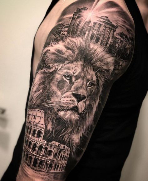 Discover the world of lion tattoos in our article. From deep symbolism and rich history to placement options and best designs. Lion Forearm Tattoos, Gladiator Tattoo, Pocket Watch Tattoos, Inner Bicep Tattoo, Spartan Tattoo, Lion Tattoo Sleeves, Mens Lion Tattoo, Lion Head Tattoos, Men Tattoos Arm Sleeve