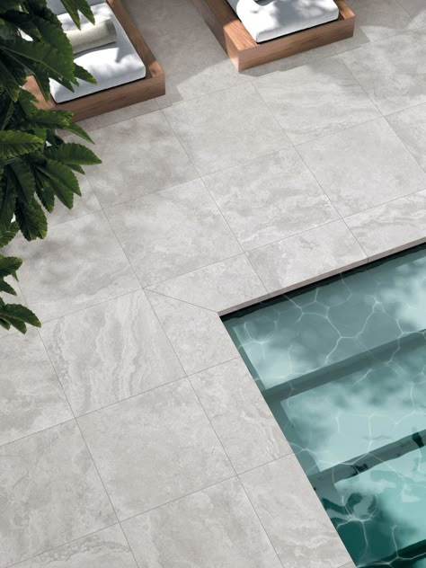 Travertine Swimming Pool, Pool Travertine, Travertine Pool Tile, Hamptons Style Pool, Beige Travertine Pool Deck, Silver Travertine Pool Deck, Ivory Travertine Pool Coping, Travertine Patio, Pool Tile Designs