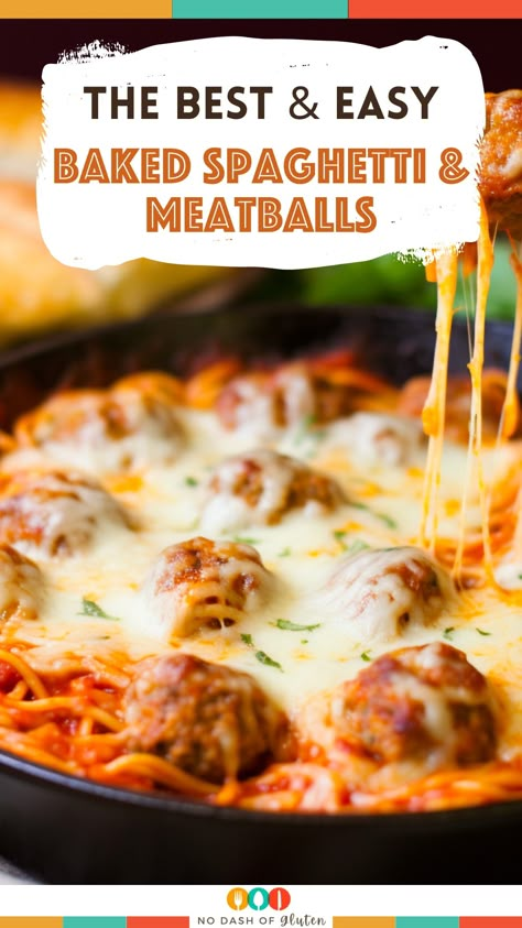 Indulge in the homey comfort of Baked Spaghetti & Meatballs! Featuring tender homemade meatballs, rich marinara, and gooey cheese, it's a family favorite. Easy to make and irresistibly delicious, this dish is perfect for any meal. Get the recipe now and bring a taste of tradition to your table. Click for details and start cooking! Baked Spaghetti Meatballs, Spaghetti Meatball Recipes, Baked Spaghetti And Meatballs, Easy Baked Spaghetti, Baked Spaghetti Recipe, Meatball Casserole, Spaghetti Meatballs, Easy Spaghetti, Meatball Bake