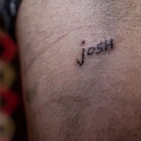 Josh Name Tattoo, Letter C Tattoo, Tattoo Name, C Tattoo, Bicep Tattoo, Tyler And Josh, Band Tattoo, Tyler Joseph, Name Tattoo