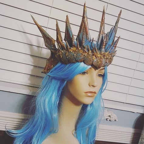 Ocean Crown, Poseidon Costume, Merman Costume, Aquaman Costume, Mythology Costumes, Crochet Tiara, Sea Crown, Bubblegum Goth, Rave Cosplay