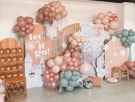 Muted Frozen Party, Neutral Frozen Birthday Party, Boho Frozen Birthday Party, Pink Frozen Birthday Party, Frozen Party Backdrop, Frozen First Birthday, Frozen Party Ideas, Pastel Frozen, Frozen Birthday Party Decorations