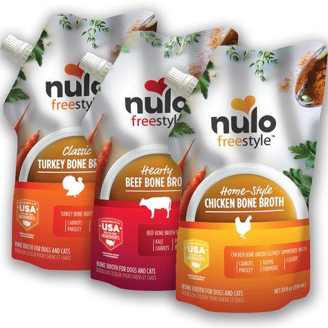 Nulo Freestyle Bone Broth for Dogs, Cats, Variety Pack - 3 x 20 fl oz Pouches - Tasty Pet Food Toppers with Turmeric - Nutritious Soup, Gravy - Premium Dog and Cat Food Toppings, Gravies & Sauces (As an Amazon Associate I earn from qualifying purchases) Classic Turkey, Food Texture, Beef Bone Broth, Beef Bones, Food Topper, Freeze Drying Food, Premium Food, Healthy Bones, Bone Broth