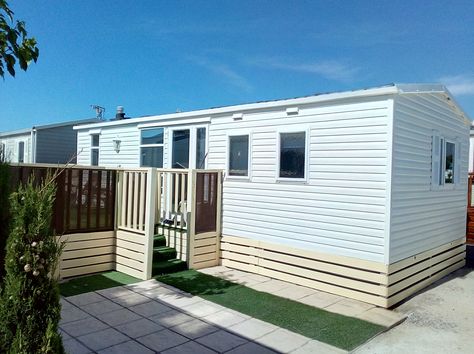 Atlas Tempo Mobile Home For Sale On Camping Almafra Caravan Park In Benidorm, Costa Blanca, Spain. £32,000 Cheap Caravans, Double Patio Doors, Double Bed With Storage, Caravans For Sale, Mobile Homes For Sale, Open Plan Living Room, Shaker Style Doors, Set Of Drawers, Caravan Park