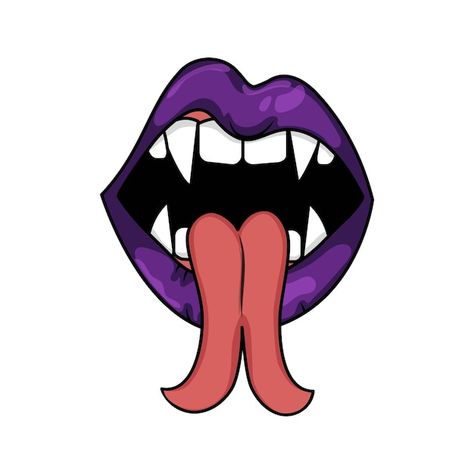 Monster Tongue, Mouth With Fangs, Scary Halloween Backgrounds, Tongue Drawing, Witch Flying On Broom, Forked Tongue, Character Pumpkins, Vintage Halloween Party, Monster Mouth