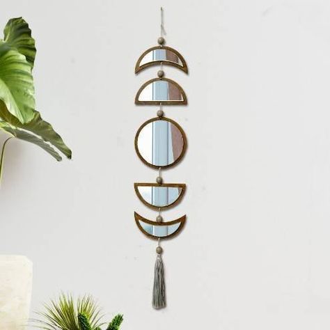 "Do you like our new Moon Phases mirror garland? 🤩🌙" Moon Mirror Wall Decor, Mirror Garland, Sun Wall Hanging, Moon Phase Wall Hanging, Evil Eye Decor, Boho Mirror, Sun Mirror, Moon Mirror, Eye Decor