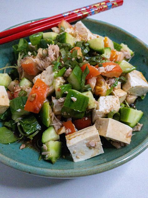 Tofu Salad 3 Tofu Salad Dressing, Tuna Salad Dressing, Tofu Salad Recipes, Tofu Salad, Firm Tofu, Tuna Salad Recipe, Onion Salad, Watercress Salad, Cold Salad