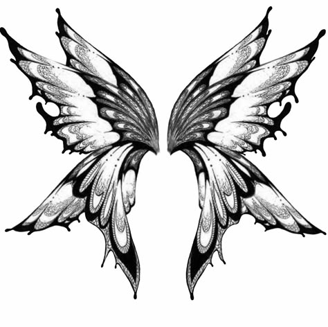 Butterfly Tattoo Pointy Wings, Dark Wings Drawing, Butterfly Wings Tattoo On Back Fairies, Fairy Wings Drawing Tattoo, Fairy Wings Tattoo Stencil, Across Shoulder Tattoo, Fae Wings Drawing, Dark Fairy Wings Back Tattoo, Goth Fairy Wings Tattoo