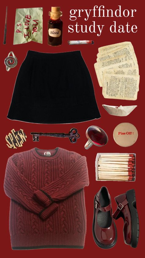 Griffyndor Aestethic Outfit, Gryffindor Clothes Aesthetic, Gryffindor Aesthetic Outfit, Harry Potter Outfit Ideas Gryffindor, Harry Potter Aesthetic Outfits Gryffindor, Harry Potter Inspired Outfits Gryffindor, Bookish Clothing, Gryffindor Outfit, Buying Books