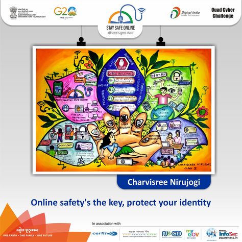 #Painting_of_the_day🖌️ 🎨 Artist -Charvishree Nirujogi #staysafeonline #cybersecurity #g20india #g20dewg #g20summit #g20org #mygovindia #besafe #staysafe #ssoindia #meity #Quad #Quad2023 #QuadCyberCampaign #QuadCyberChallenge #sundayfunday #sundays #happysunday Earth Drawings, Safe Internet, Drawing Competition, Staying Safe Online, Digital India, Inspiration Painting, Online Safety, Poster Drawing, Art Inspiration Painting