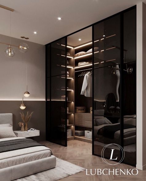 Bedroom With Open Closet, Dressing Area In Bedroom, Bedroom With Closet, Dream House Bedroom, Stylish Room Decor, Bedroom With Walk In Closet, Bedroom Design Trends, Dream Closet Design, Open Wardrobe