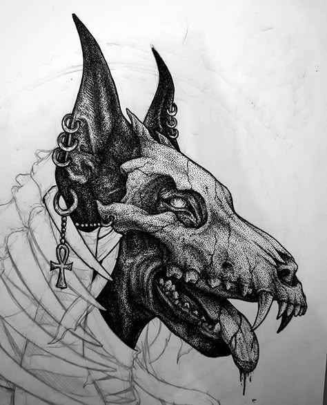 Out of Step Books & Gallery on Instagram: “Killer #anubis #drawing by @dickyartwork whose work we love and are so happy to include in our upcoming Diabolico II book (we will be…” Anubis Drawing, Tattoo Art Drawings Sketches, Gotik Tattoo, Creepy Tattoos, Egyptian Tattoo, Sketch Tattoo Design, Dark Art Tattoo, Horror Tattoo, Tattoo Style Drawings