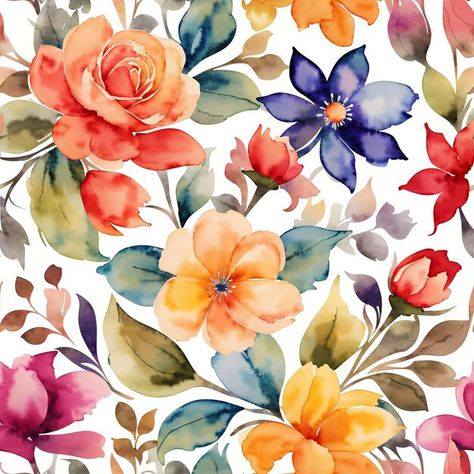 Allover Flower Design, Multicolor Floral Digital Print For Summer, Traditional Multicolor Digital Prints With Motifs, Floral Desing, Allover Flower, Writing Design, Watercolor Flowers Pattern, Watercolor Flower Allover, Today Images